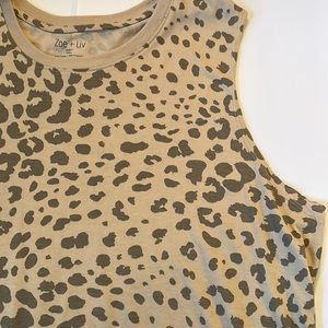 Zoe + Liv Tank Top Leopard Print Sleeveless Womens Size XXL